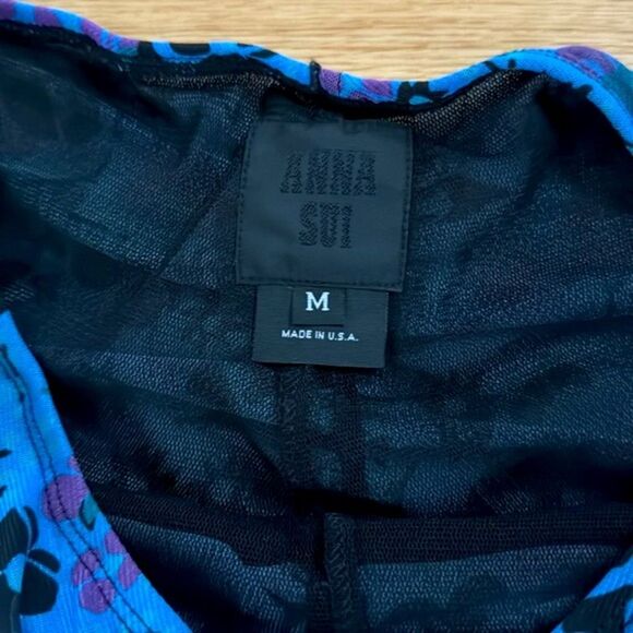 Anna Sui Womens Blue Ruffle Trim Field Flower Pants M Boho Festival Wide Leg - Picture 10 of 11